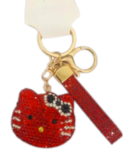 Kitty Head Fashion Crystal Keychain - Red