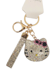 Kitty Head Fashion Crystal Keychain - White