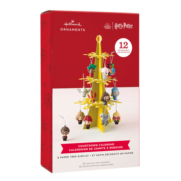 Hallmark Harry Potter Countdown Calendar Miniature Christmas Tree Set with 12 Mini Ornaments