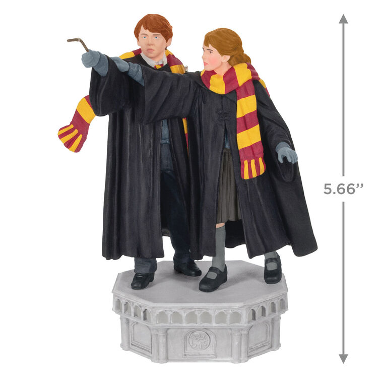 Hallmark Keepsake Christmas Ornament, Harry Potter and the Chamber of Secrets Collection Ron Weasley and Hermione Granger With Light and Sound, Gifts for Harry Potter Fans
