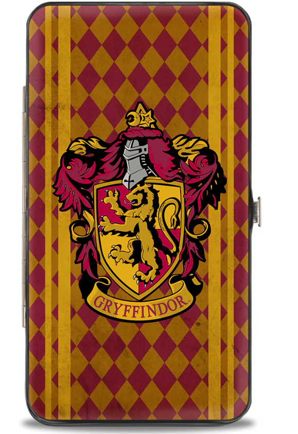 Gryffindor Crest Stripes Diamonds Red Golds Hinged Wallet