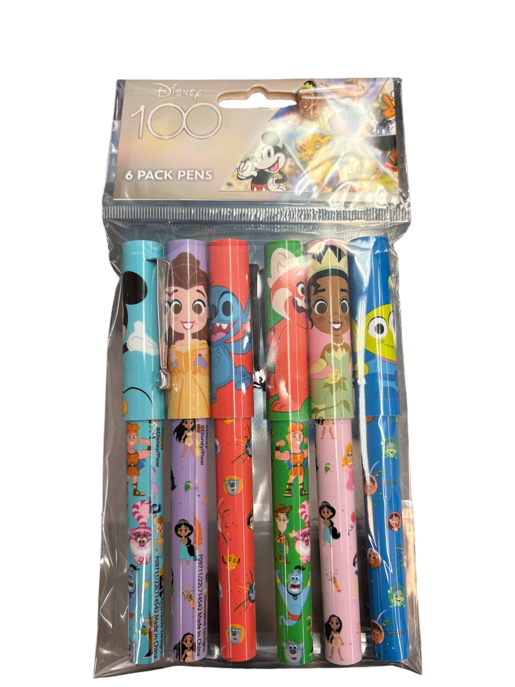 Disney 100th 6pk Pens In Poly Bag Header