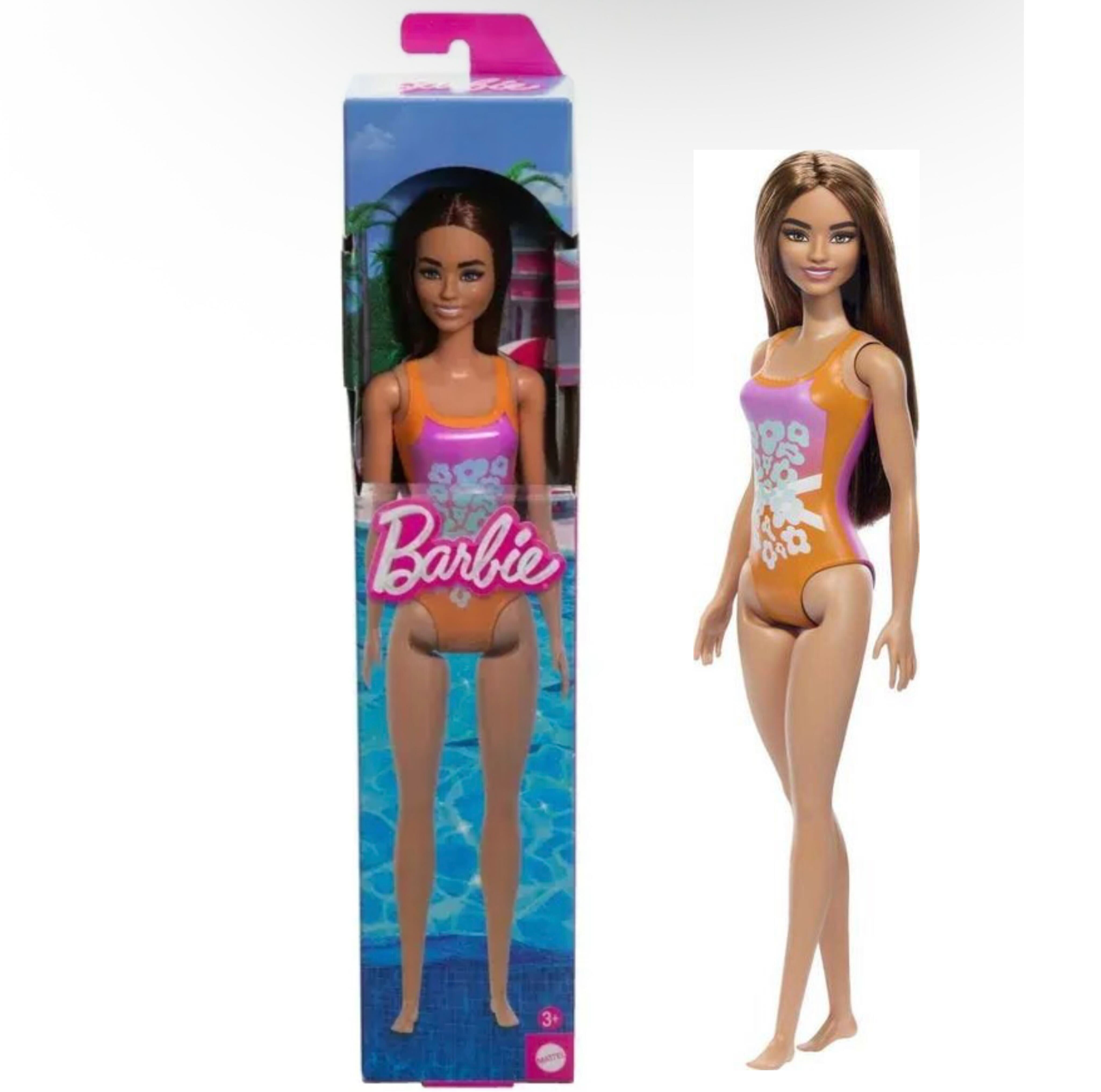 Barbie Dark Pink & Orange Bathing Suit Beach Doll