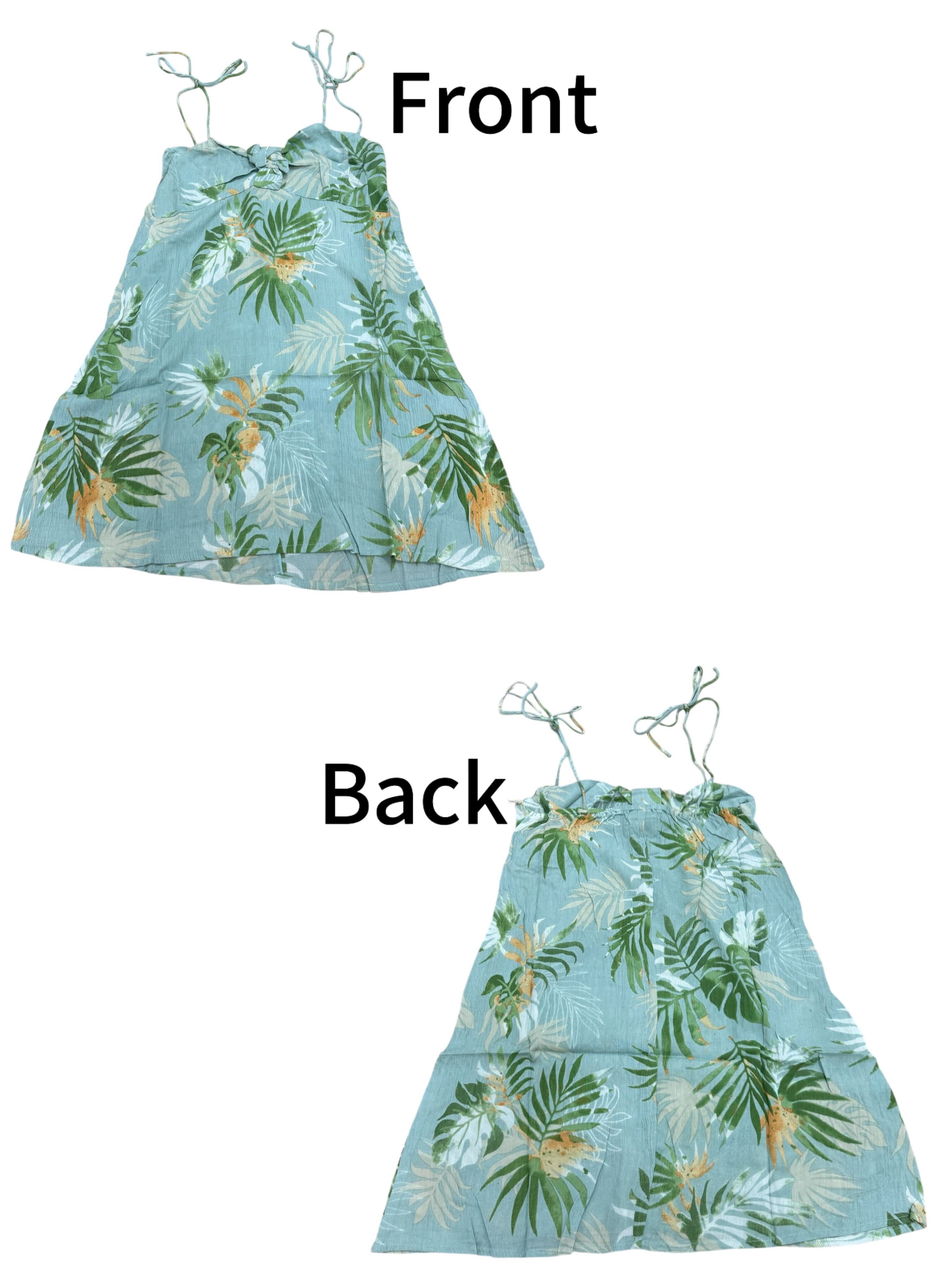 Floral Print Dress w/ Adjustable Straps & Knotted Front Tie
