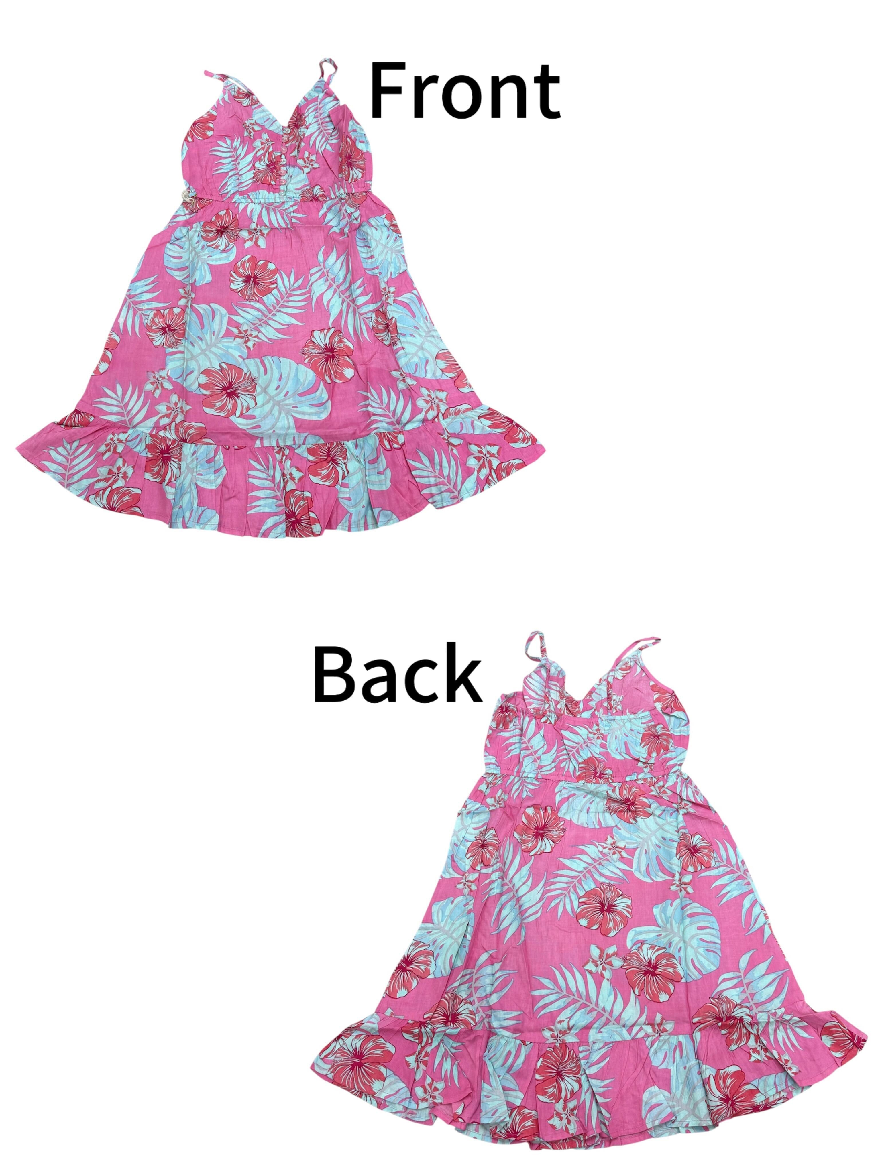 Front Buttoned Ruffle Dress w/ Smocked Back