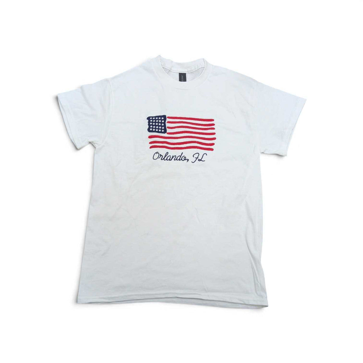 Orlando Florida Star Spangled USA Flag White T- Shirt
