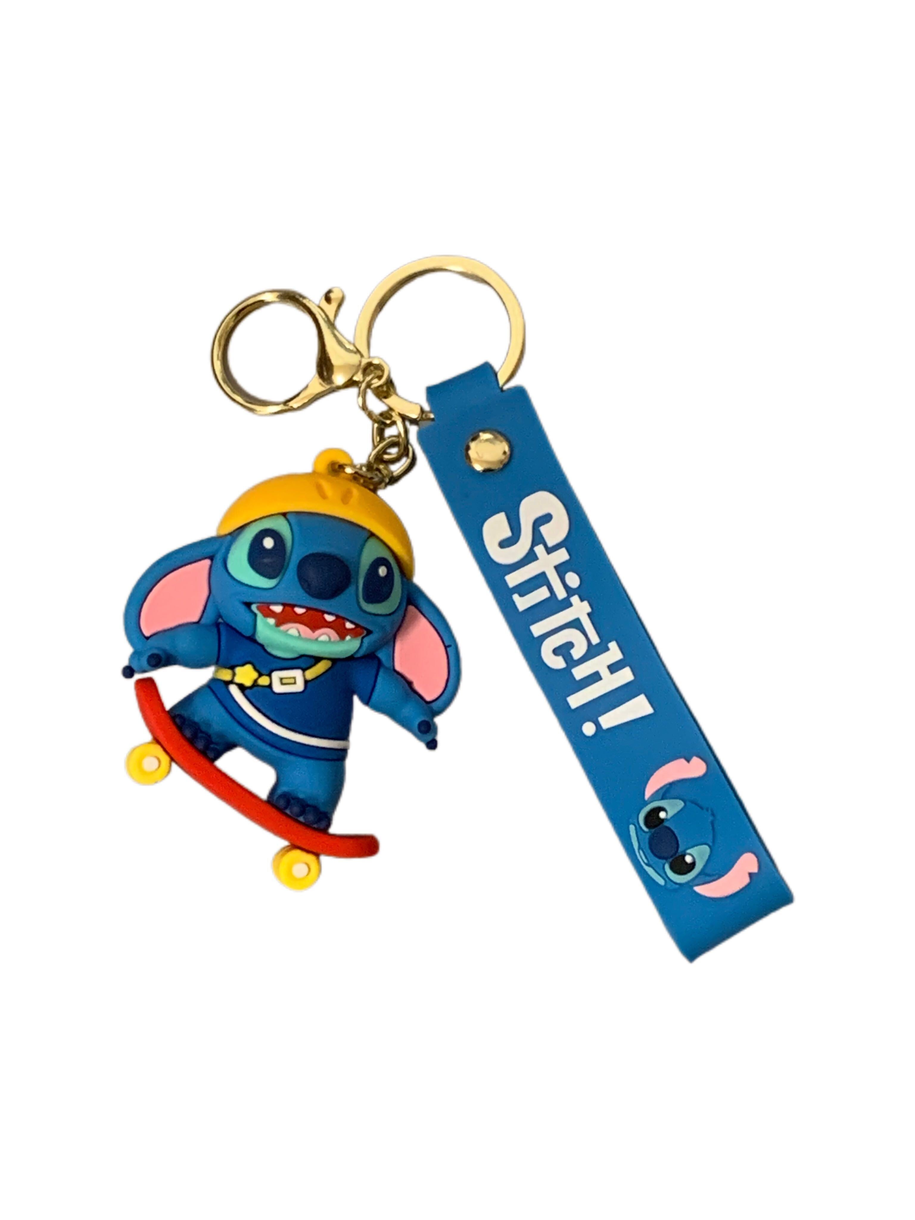 Stitch on Skateboard PVC Keychain