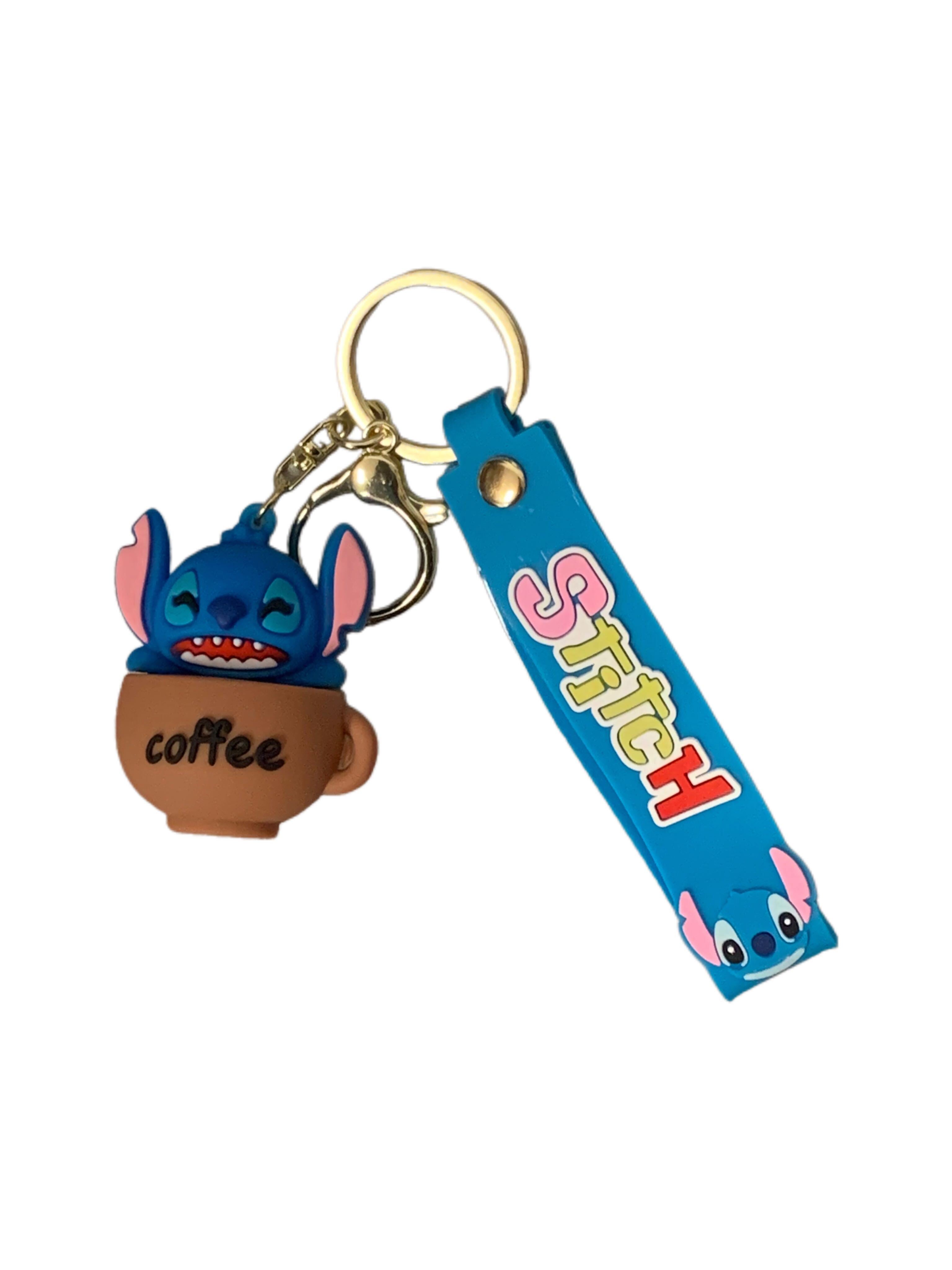 Stitch in Coffee Cup PVC Keychain