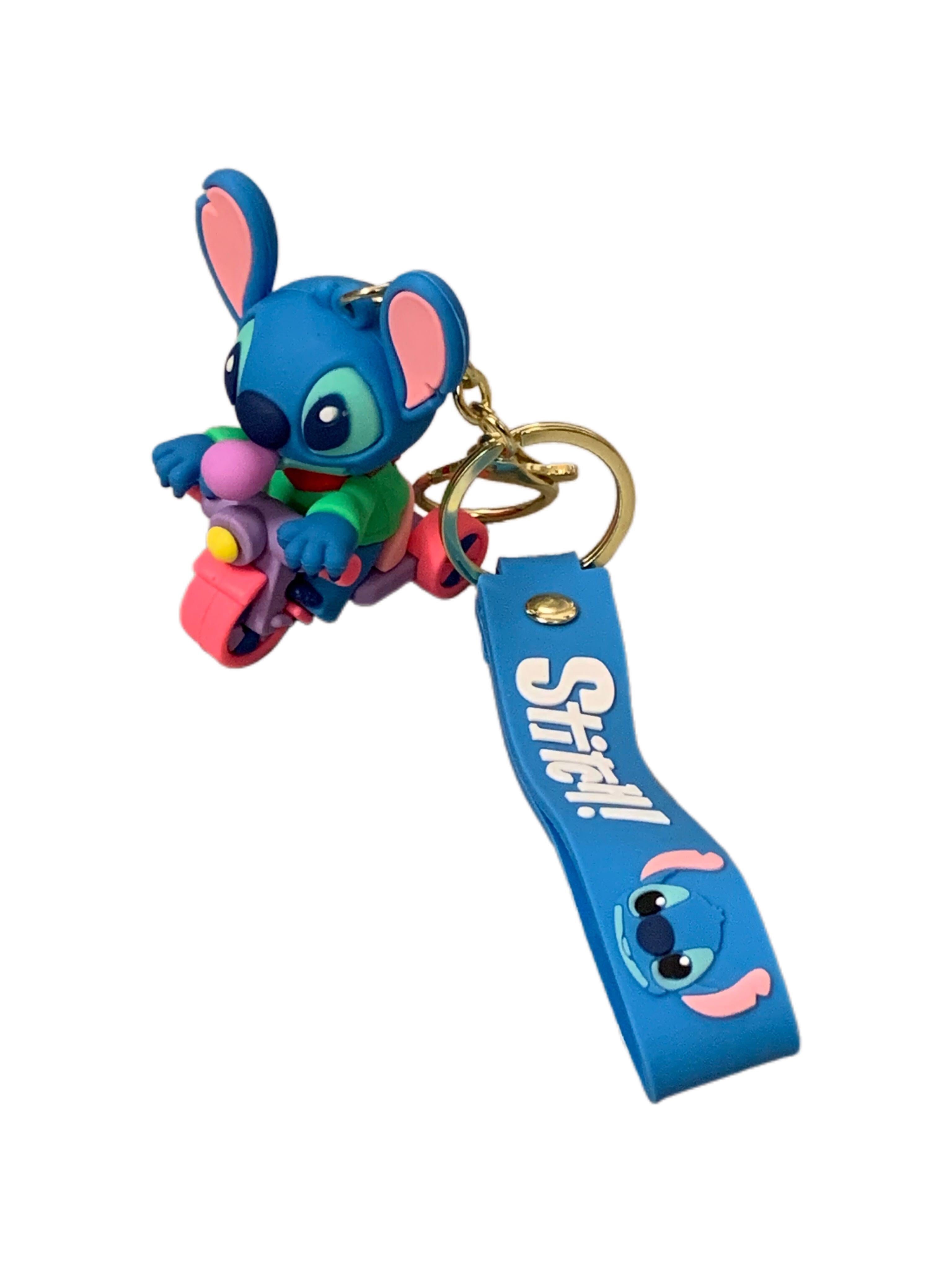 Stitch Riding Bike PVC Keychain