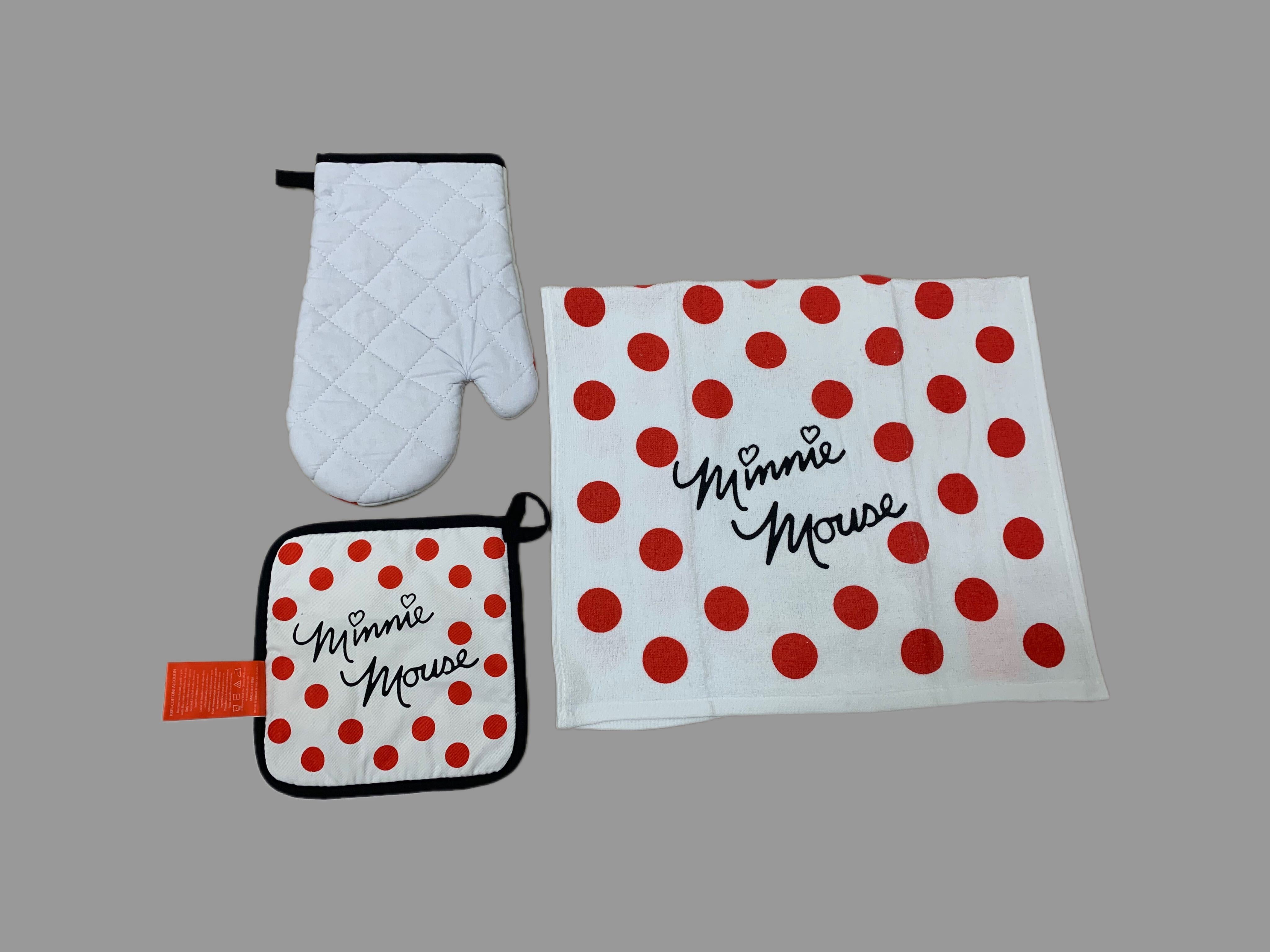 Minnie Mouse Dots 3pc Kitchen Towel Set - White