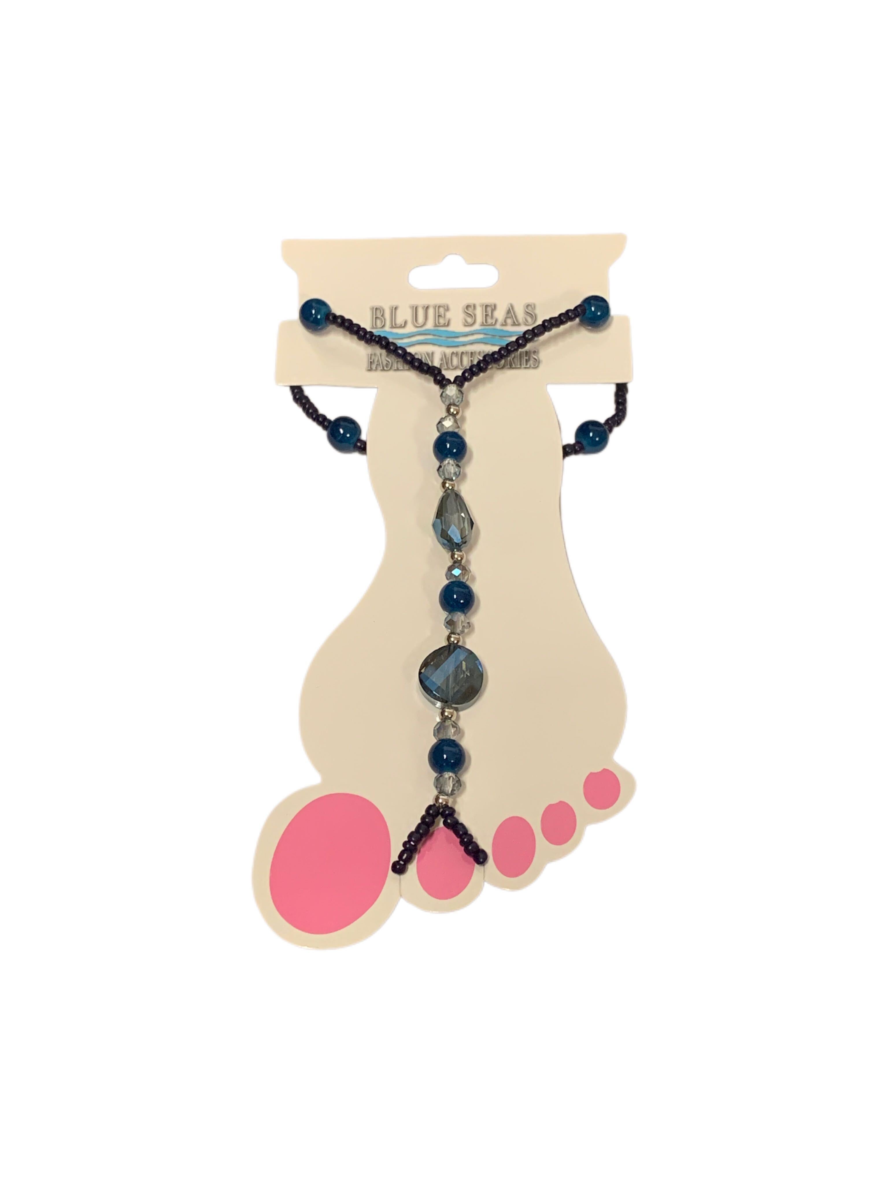 Barefoot Sandals Anklet - Dark Blue Stone