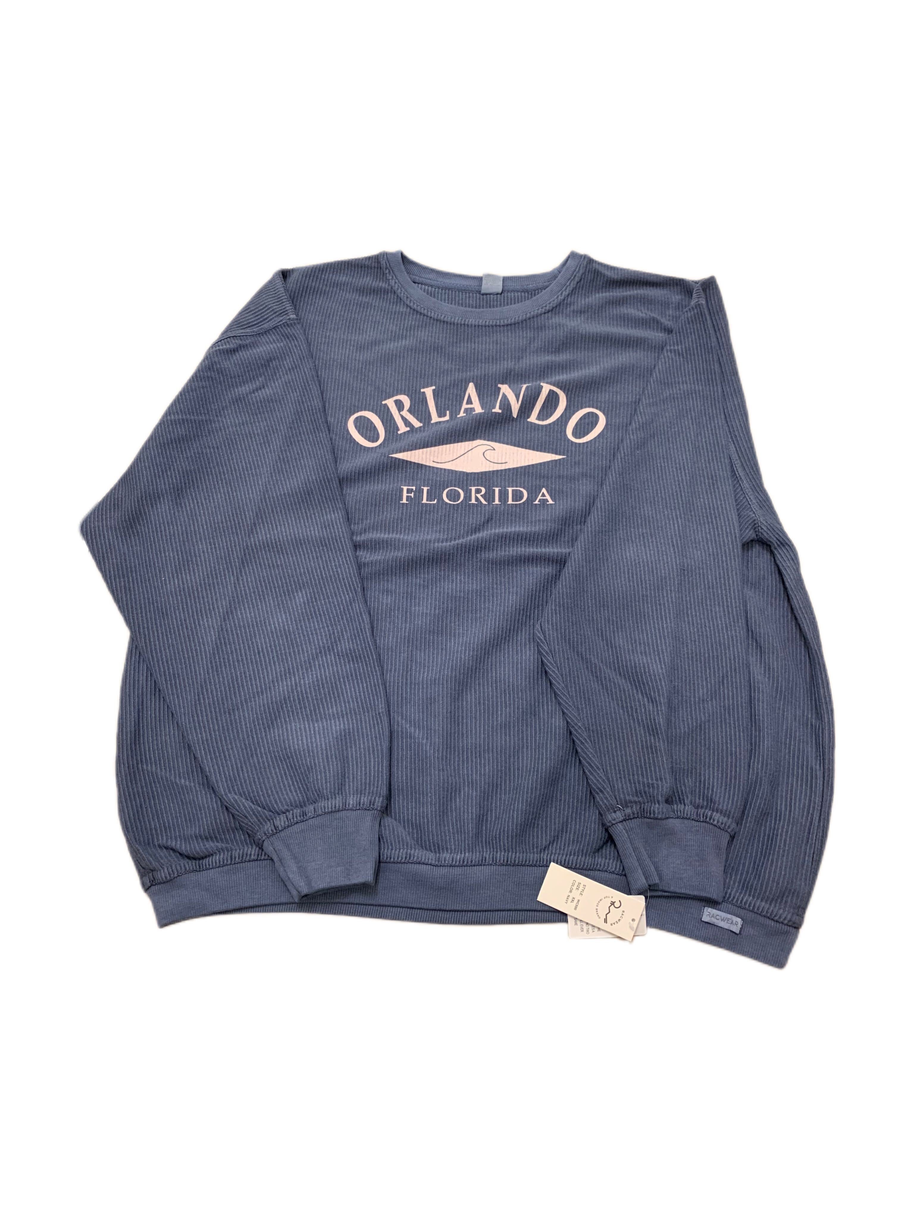 Adult Orlando, Florida Wave Ribbed Crewneck - Navy