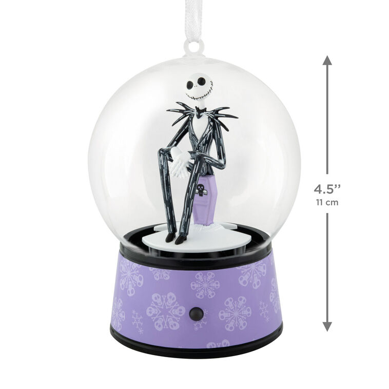 Disney Tim Burton's The Nightmare Before Christmas Jack Skellington Musical Snow Globe Hallmark Ornament With Motion