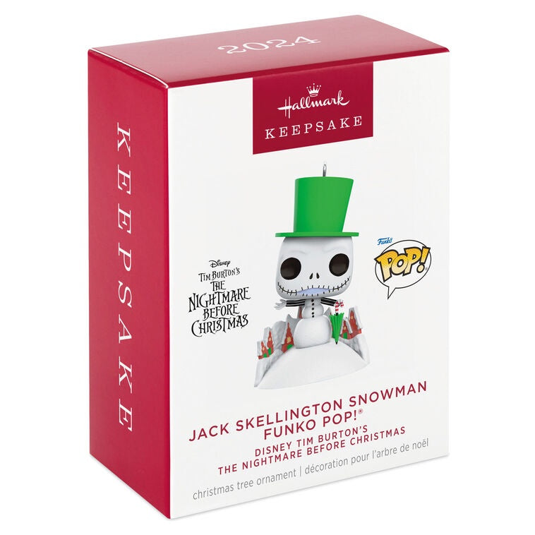 Hallmark Keepsake Christmas Ornament 2024, Disney Tim Burton's The Nightmare Before Christmas Jack Skellington Snowman Funko POP!, Gifts for Disney Fans