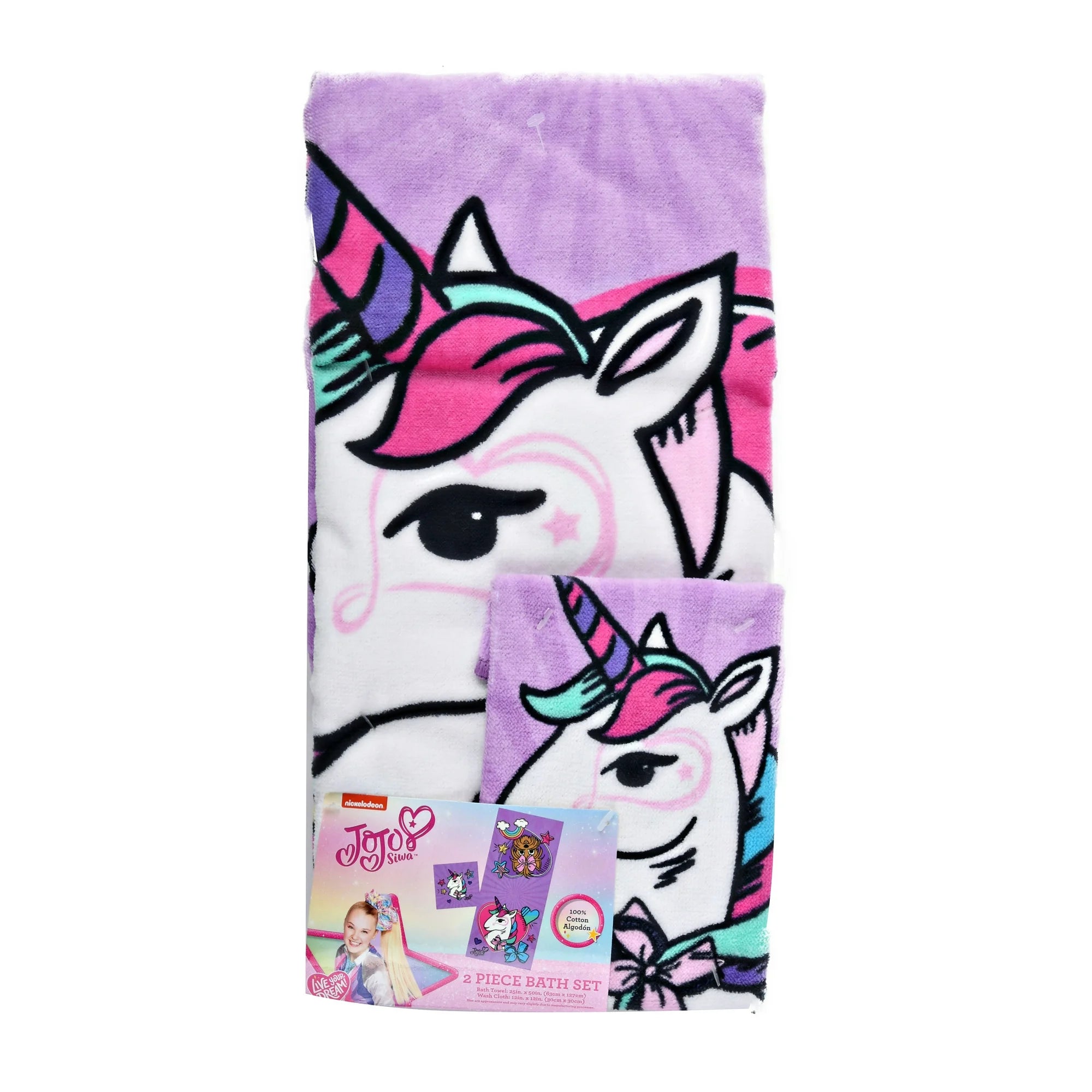 Jojo Siwa 2 Piece Bath Set with Towel and Wash Cloth