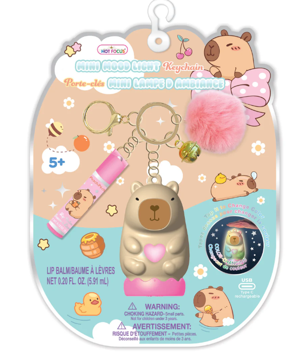 Capybara Led Mini Pink Mood Light Keychain