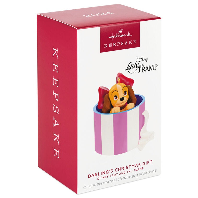 Hallmark Keepsake Christmas Ornament 2024, Disney Lady and the Tramp Darling's Christmas Gift, Gifts for Disney Fans