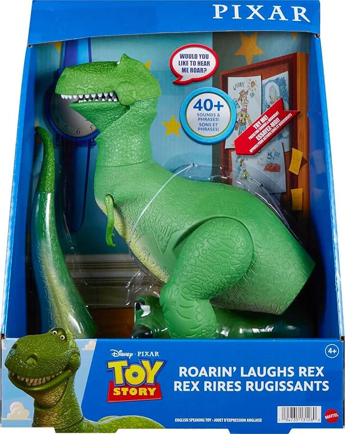 Disney Pixar Toy Story Rex Figure, Roarin' Laughs Talking Dinosaur Toy