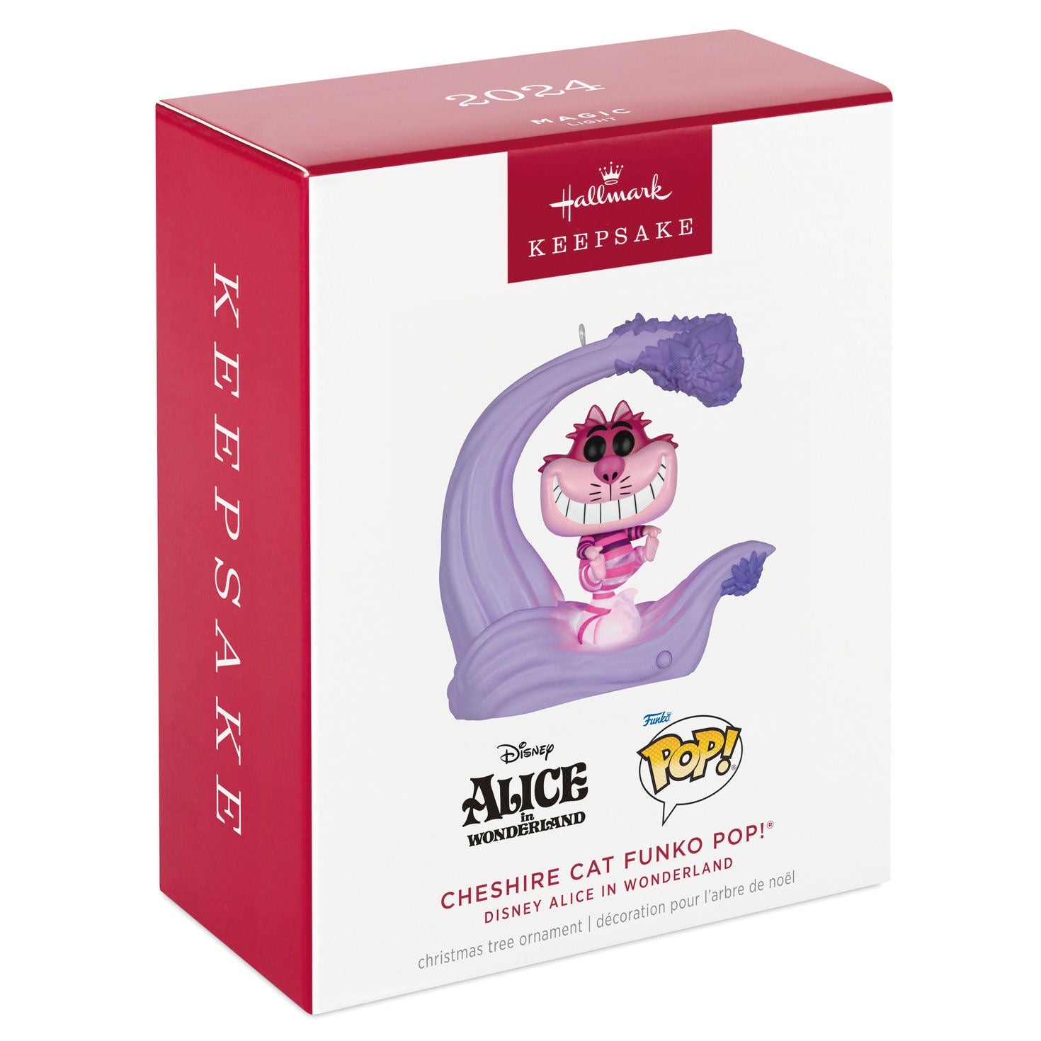 Hallmark Keepsake Christmas Ornament 2024, Disney Alice in Wonderland Cheshire Cat Funko POP! With Light, Gifts for Disney Fans