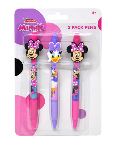 Minnie 3pk Pens with Rubber Character Clip on Card