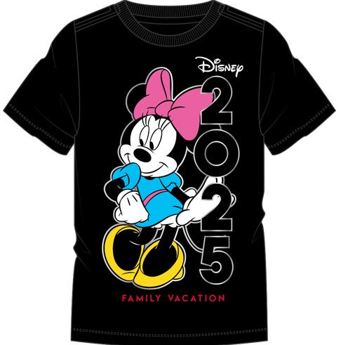 Disney Minnie 2025 Family Vacation Youth Tee Shirt Black