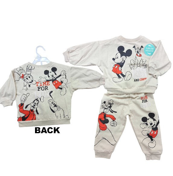 Mickey & Friends ''Time for Fun'' 2 Pc Toddler Fleece Set Cream