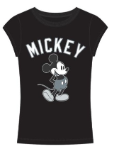 Junior Mickey BW Back Soft Spun Cotton Black Tee