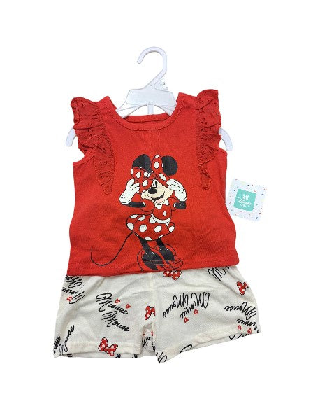 Minnie Mouse Standing 2Pc Short Set Red