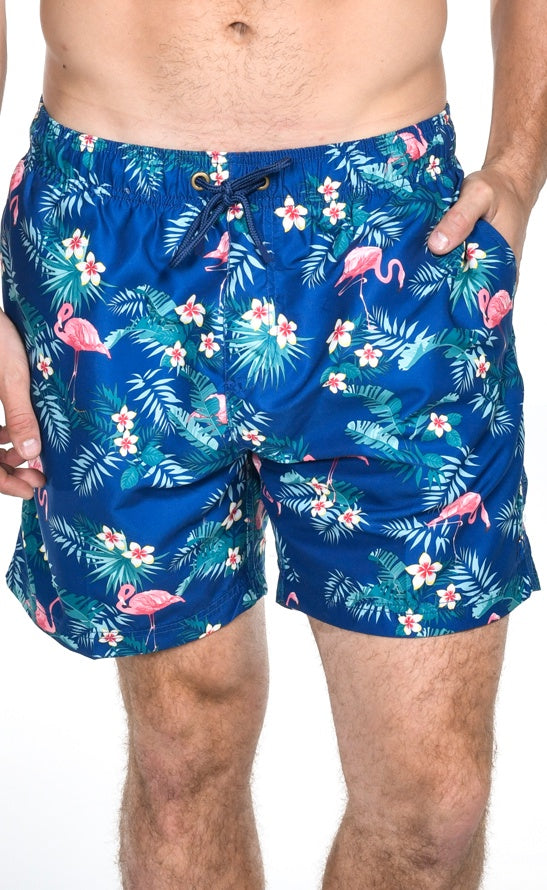 Men's  Premium Trunks  Navy Flamingo