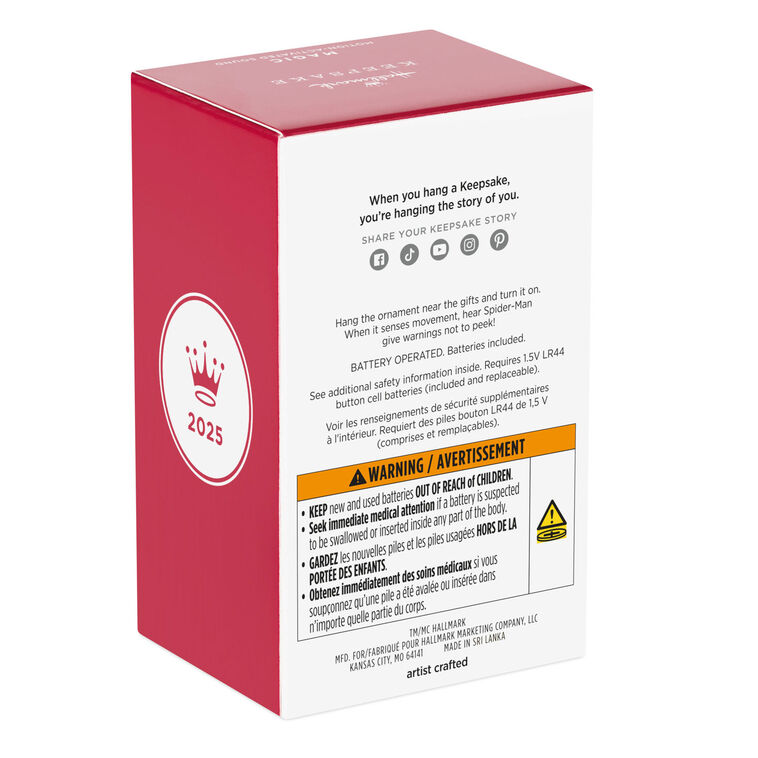 Marvel Spider-Man Peekbuster Ornament With Motion-Activated Sound