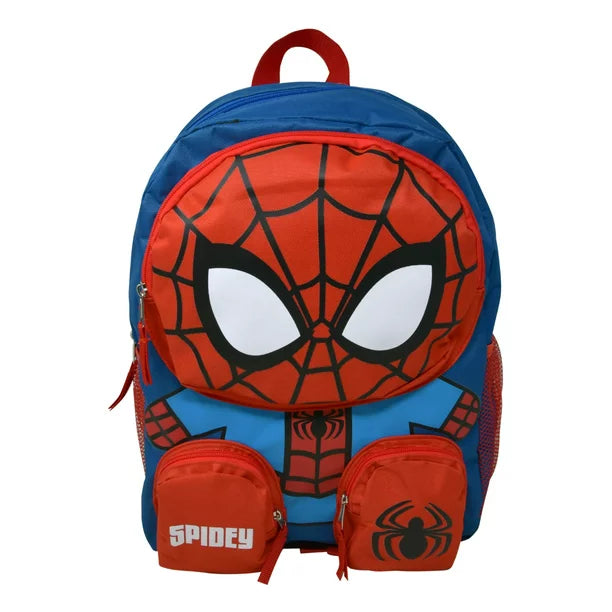 Spiderman Front Body 16" Backpack With 3 Zipper Pockets