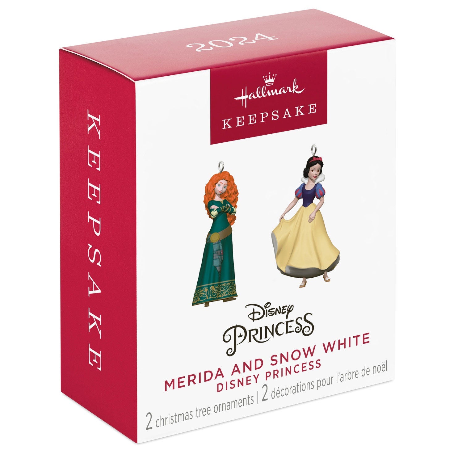 Hallmark Keepsake Mini Christmas Ornaments 2024, Disney Princess Merida and Snow White, Set of 2, Gifts for Disney Fans