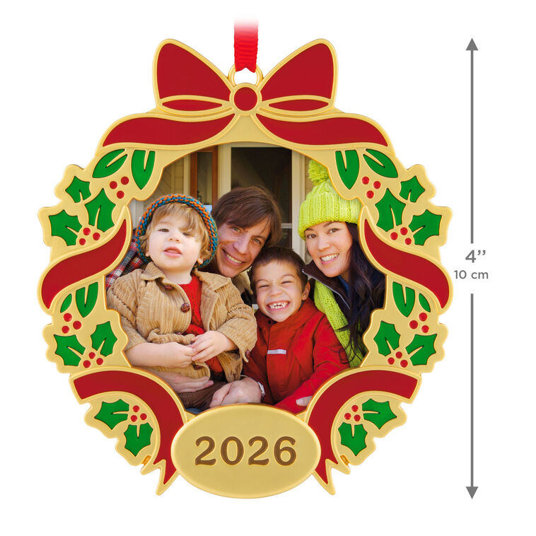 Our Family Christmas 2026 Photo Frame Metal Ornament