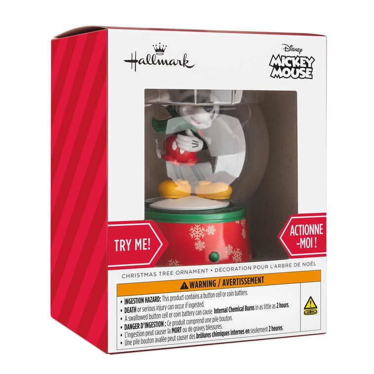 Disney Mickey Mouse Musical Snow Globe Hallmark Ornament With Motion