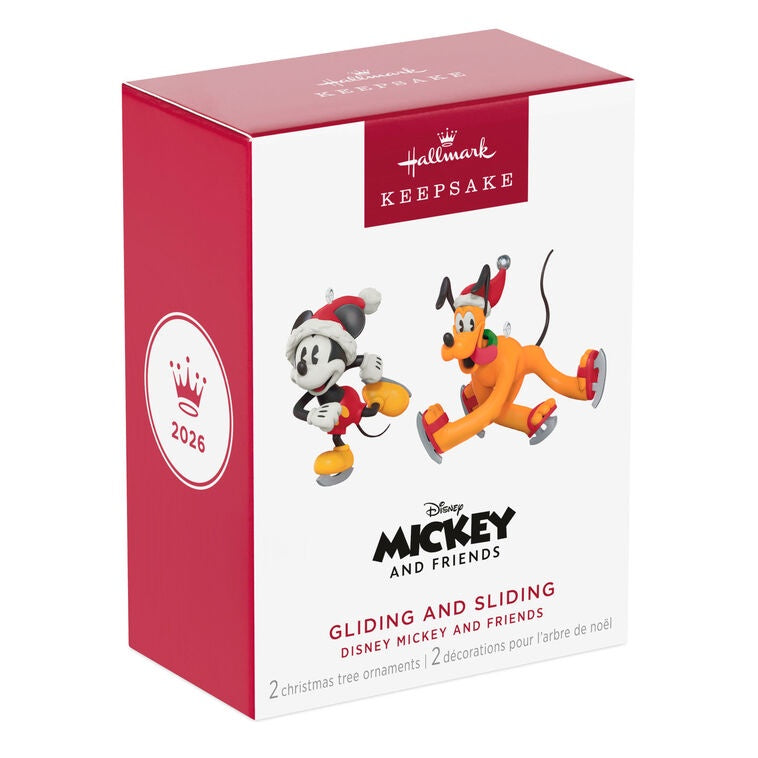 Mini Disney Mickey and Friends Gliding and Sliding Ornaments, Set of 2