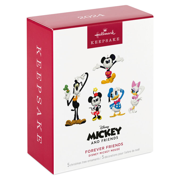 Hallmark Keepsake Christmas Ornament 2024, Disney Mickey and Friends Forever Friends, Set of 5, Gifts for Disney Fans