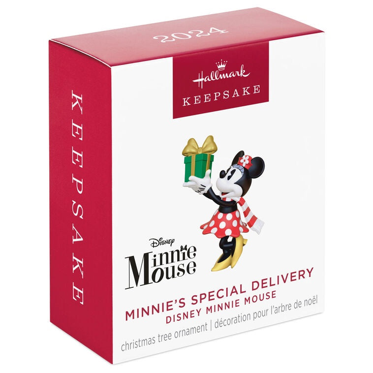 Hallmark Keepsake 1.31" Mini Christmas Ornament, Disney Minnie Mouse Minnie's Special Delivery, Gifts for Disney Fans