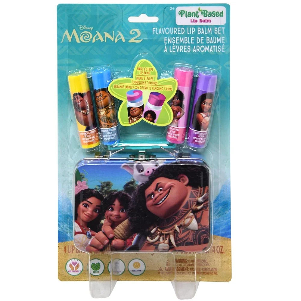 Moana 2 Plant Based Vegan Flavored Swirl Lip Balm Part Favors Girls Birthday Sleepover Pack of 4