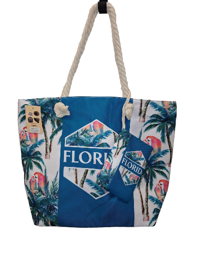 Florida Palm Large Beach Bag w/Pouch