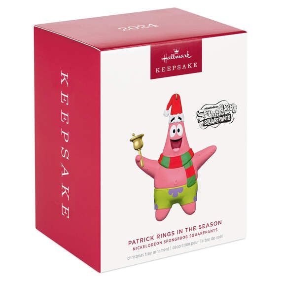 Hallmark Keepsake Christmas Ornament 2024, Nickelodeon SpongeBob SquarePants Patrick Rings in the Season, Cartoon Gifts