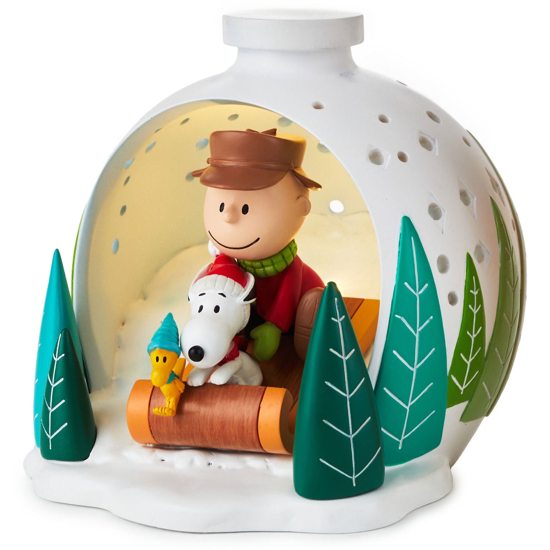 Peanuts® Charlie Brown, Snoopy and Woodstock on Sled Light-Up Figurine, 4.6"