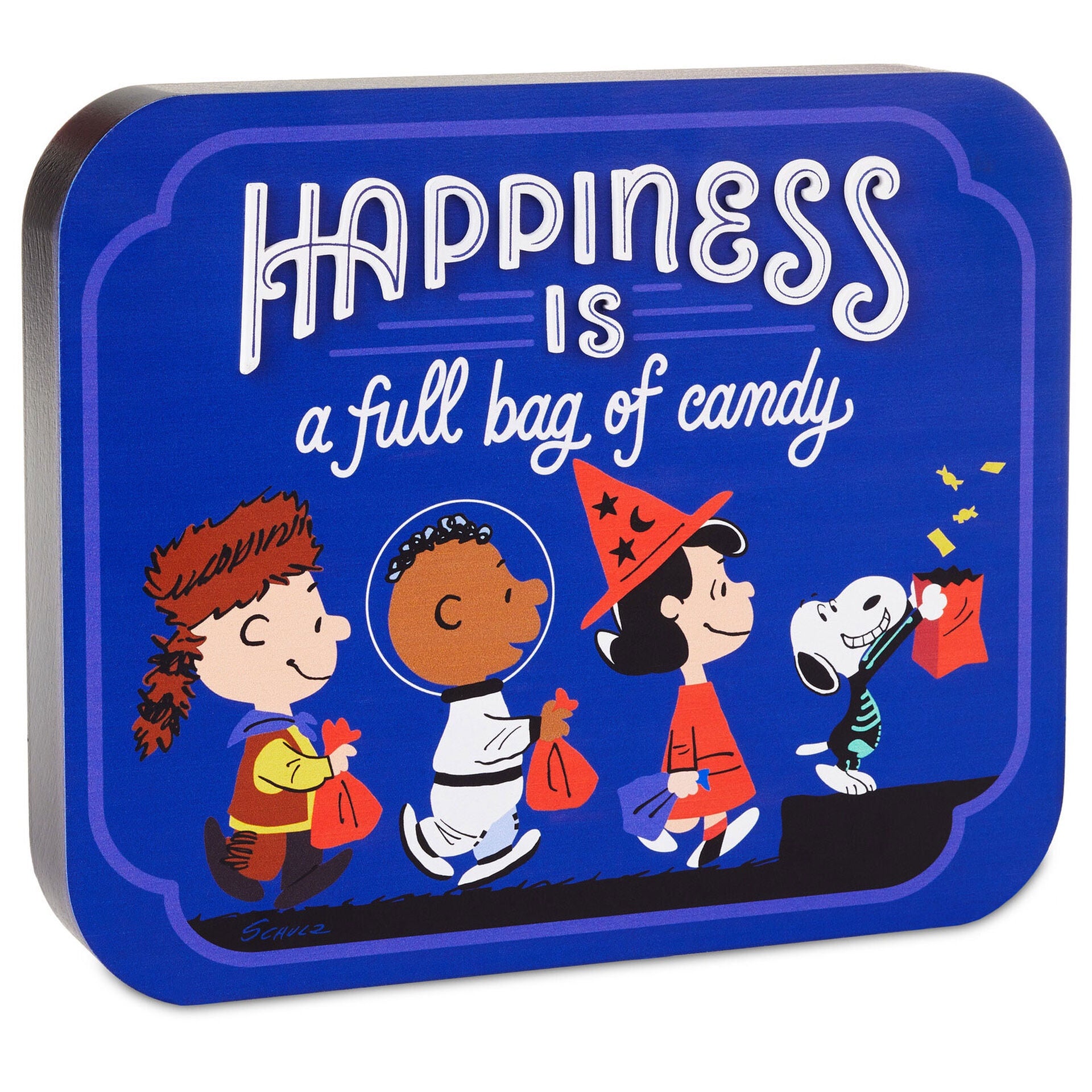 Peanuts® Happiness Is a Full Bag of Candy Quote Sign, 9.5x7