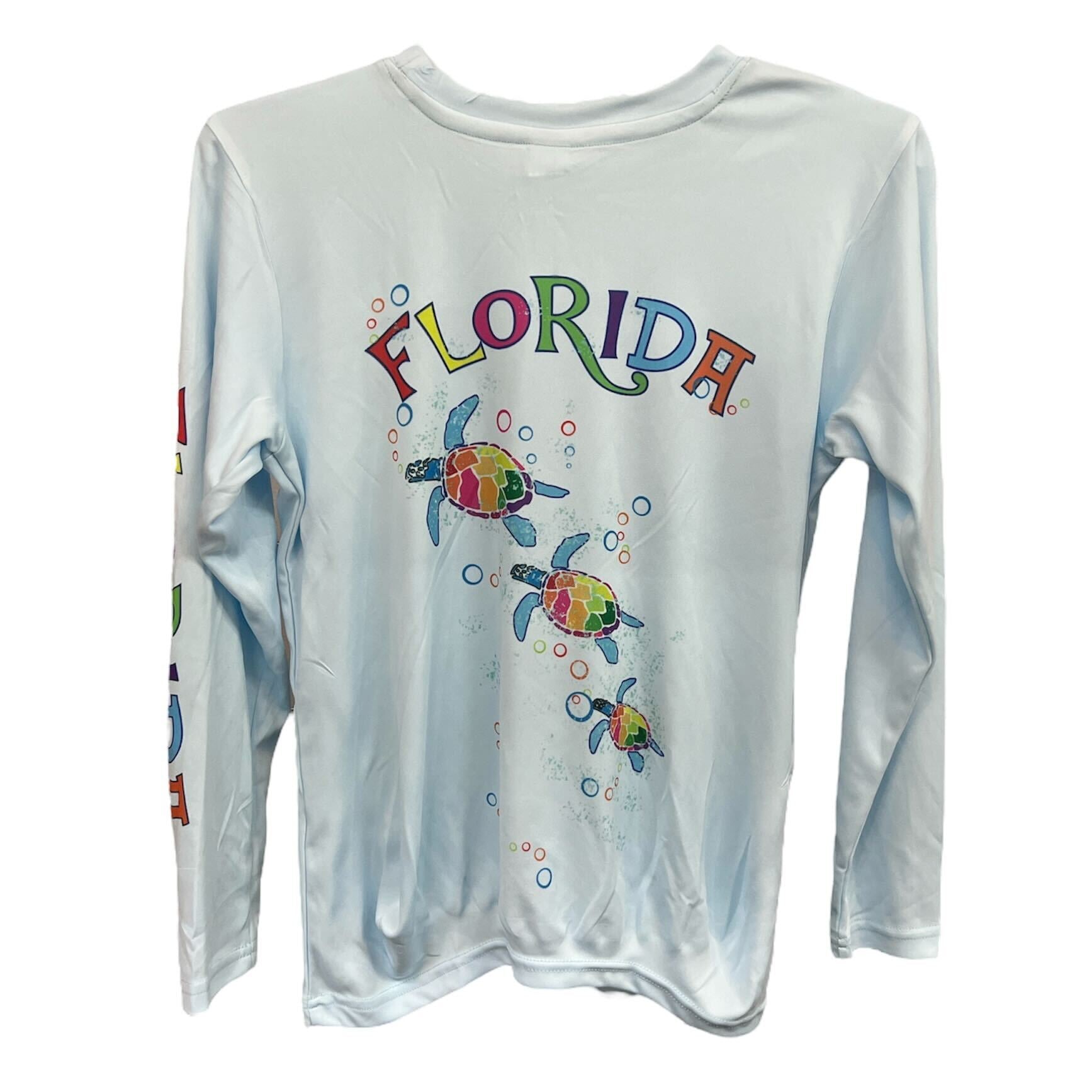 Youth Florida Turtles Light Blue Long Sleeve Microfiber Shirt