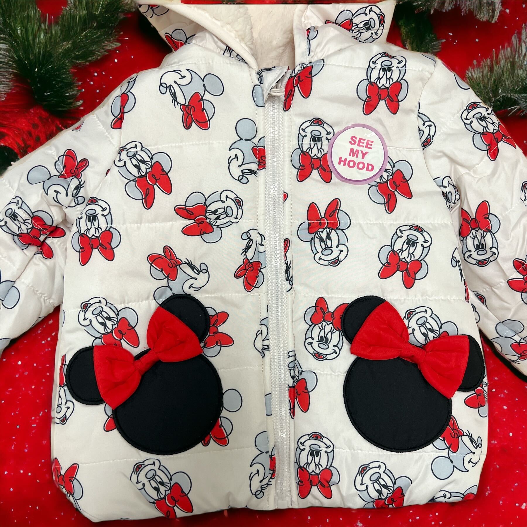 Toddlers Minnie Mouse Ears Bow Zipped Hoodie