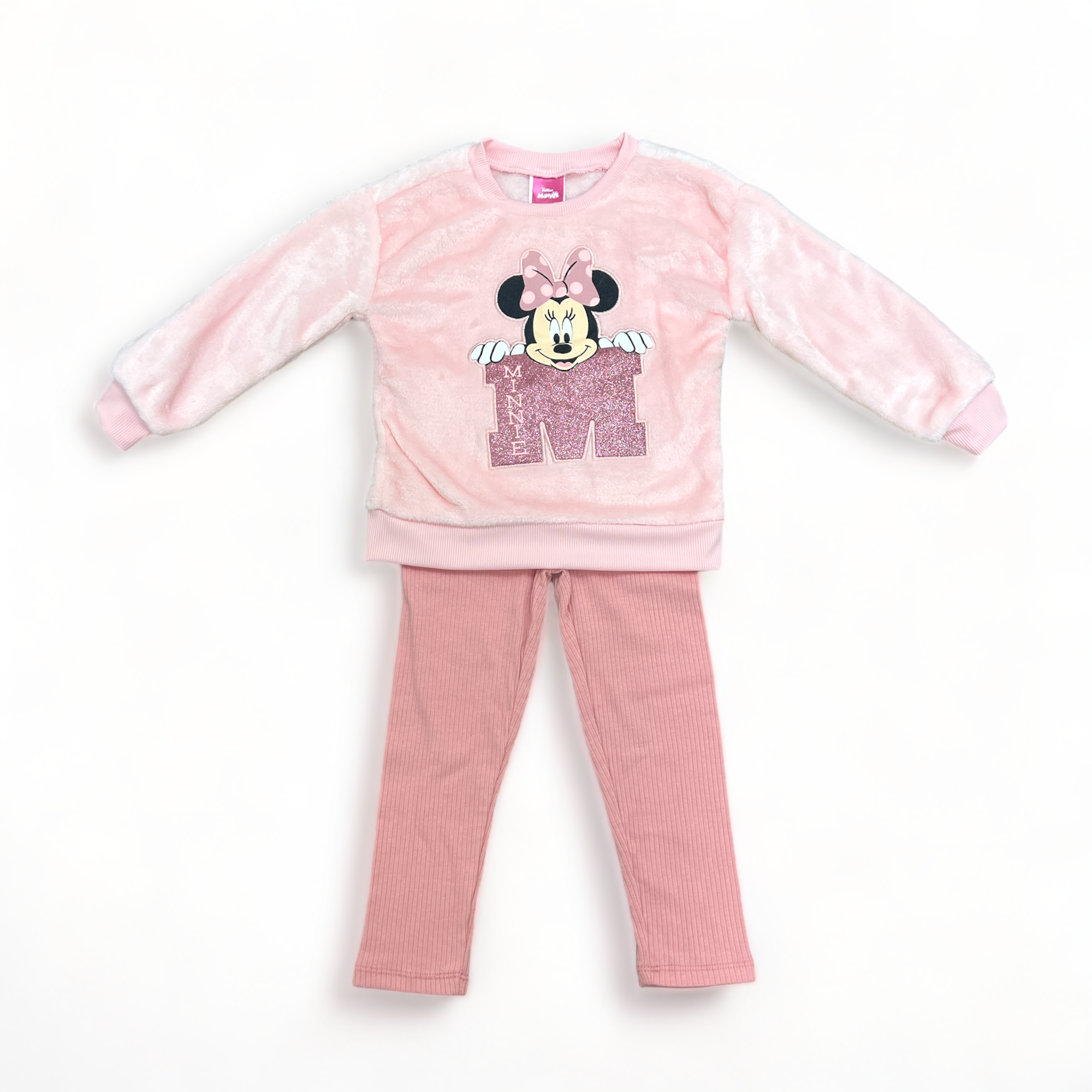 Kids 2 Pk Fauz Fur Minnie Mouse M Sweatshirt and Pants