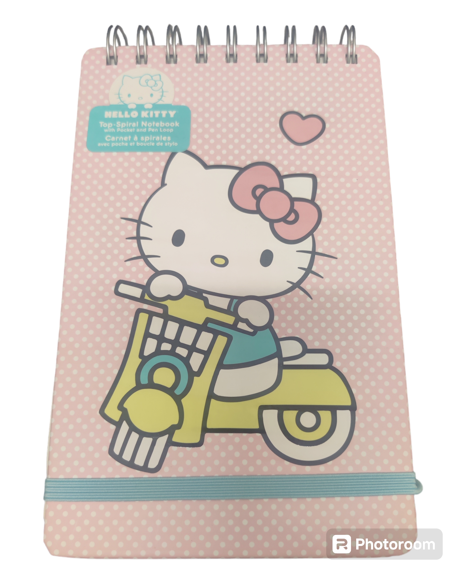 Hello Kitty Classic Pink top spiral notebook with pen loop