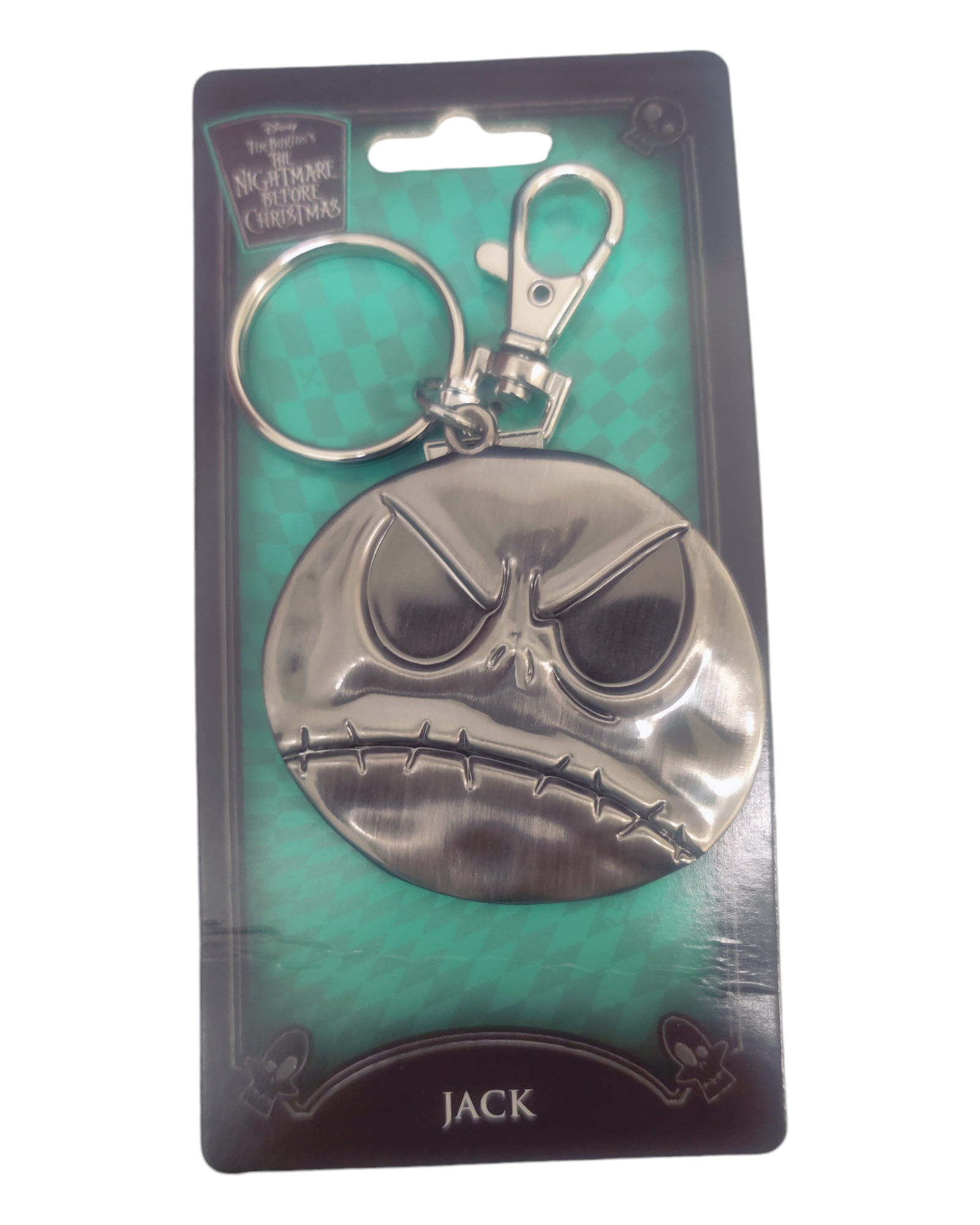 Jack Good Bad Day Face Slivered Pewter Key Ring