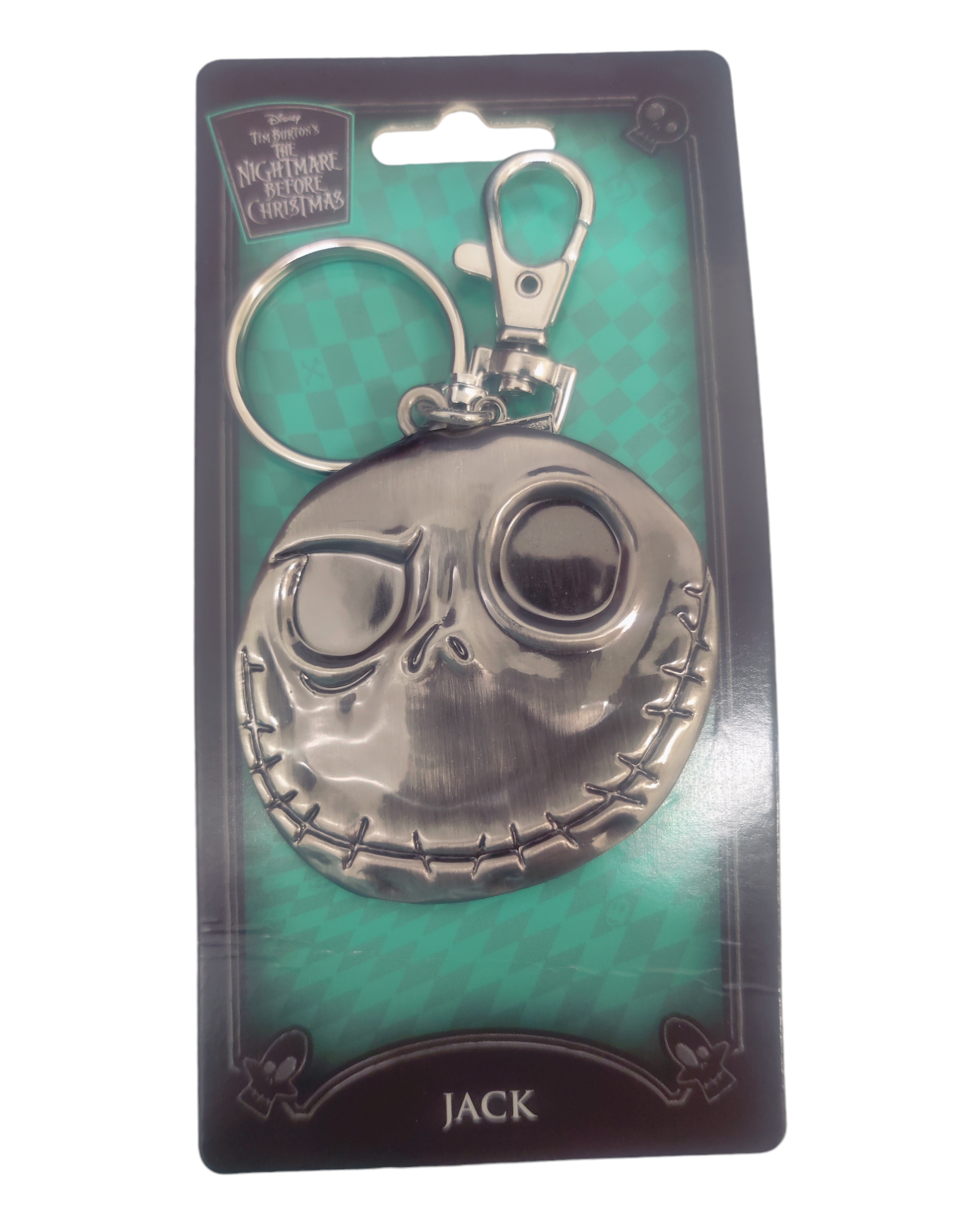 Jack Good Bad Day Face Slivered Pewter Key Ring