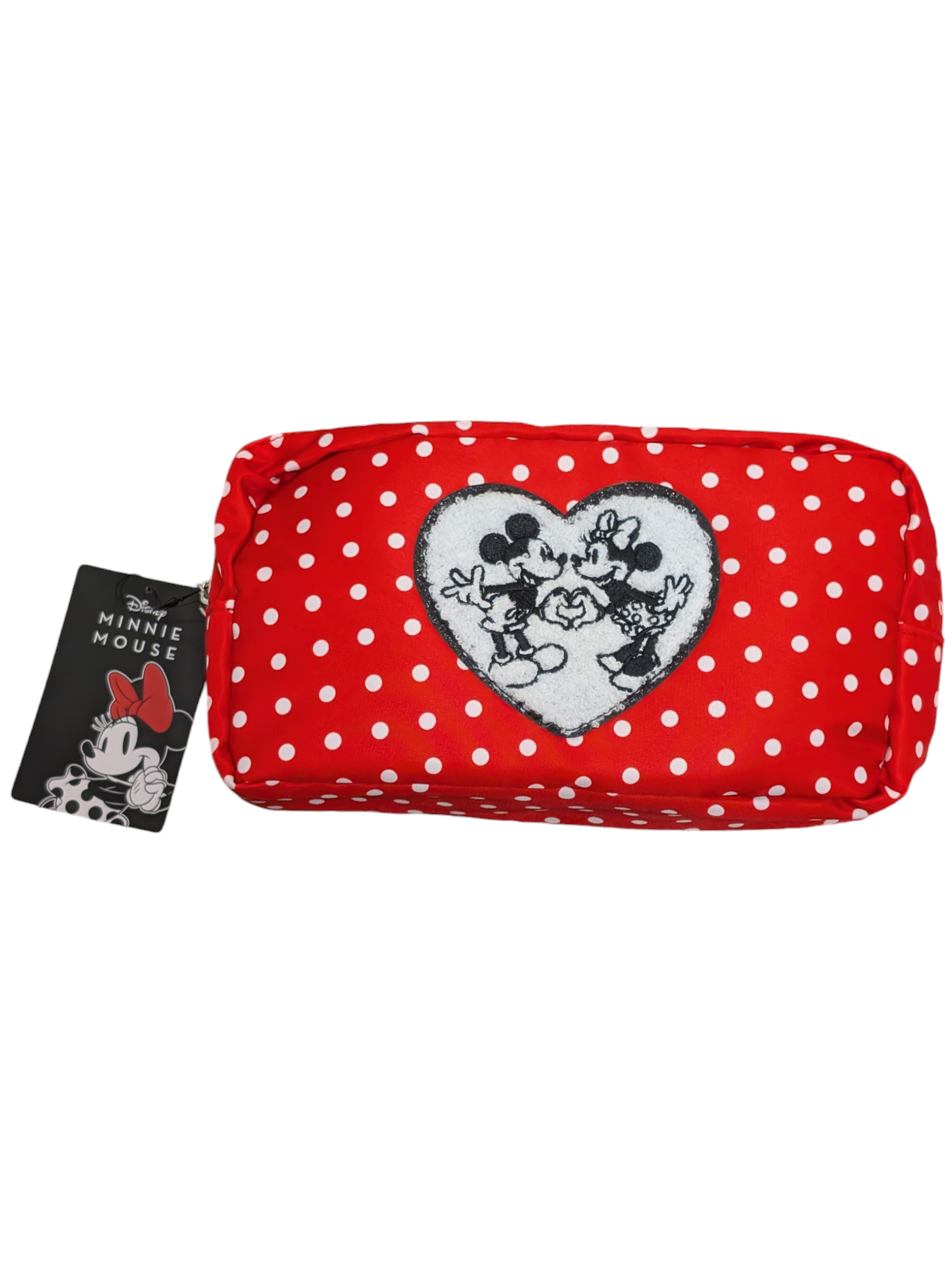 Mickey&Minnie Mouse White Heart Polka Dot Cosmetic Bag