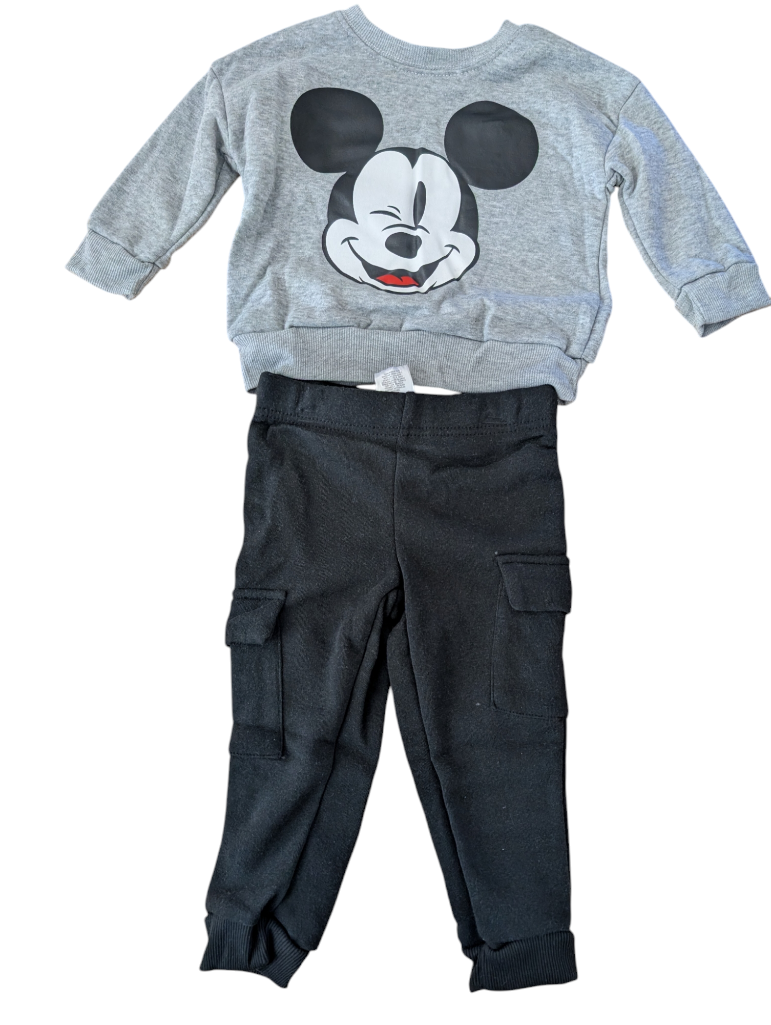 Disney Toddler Mickey Mouse Gray Hoodie and Black Pant Set